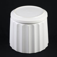 3-Piece White Ceramic Planter Pot Set with Fluted Design & Saucers