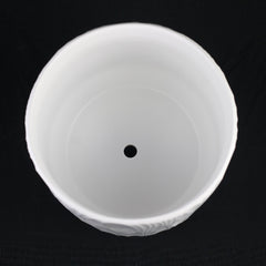 3-Piece White Stoneware Planter Pot Set with Embossed Texture