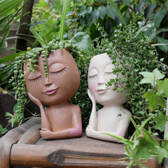 Cute Creative Girl With Lashes Character Resin Flower Ceramic Pot Vase