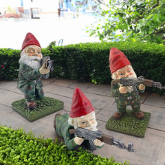 Funny Army Gnome Garden Statue Resin Outdoor Decor Set