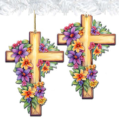 Garden Serenity Cross Wooden Ornaments by G. DeBrekht Easter Spring Décor - 8688168