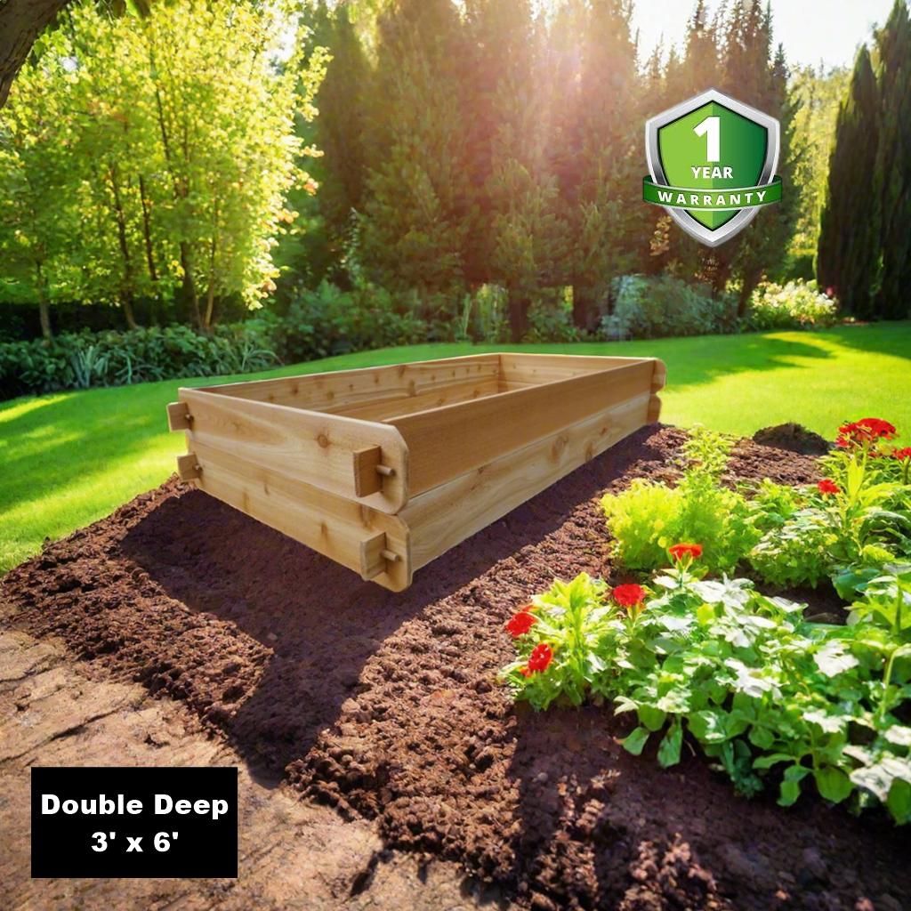 Gardens Raised Bed Kit Double Deep Cedar Planter