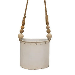 Set of 2 Shabby Chic Half Round Planters With Jute Hangers