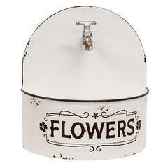 Rustic Distressed White Spigot Wall Planter