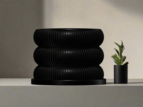 Ribbed Bubble Plant Pot With Drainage and Saucer
