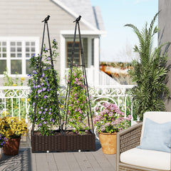 Raised Garden Bed Adjustable with Plant Box and Trellis with Lockable Wheels