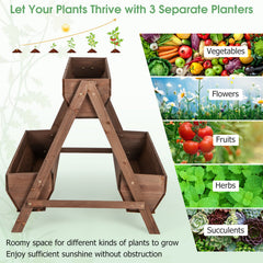 Vertical Raised Garden bed with 3 Wooden Planter Boxes-L