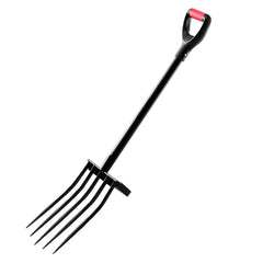 5 Tines Garden Fork Tool Metal Handle 41 in Spading Pitchfork Y Grip Heavy Duty