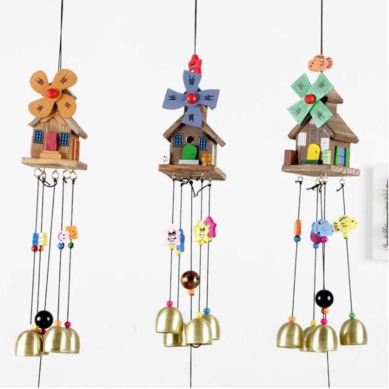 Dream Catcher Wind Chimes Colorful Wooden House Garden Decor
