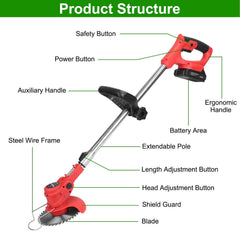 Rechargeable Electric Cordless Grass Trimmer with Alloy Saw Blade